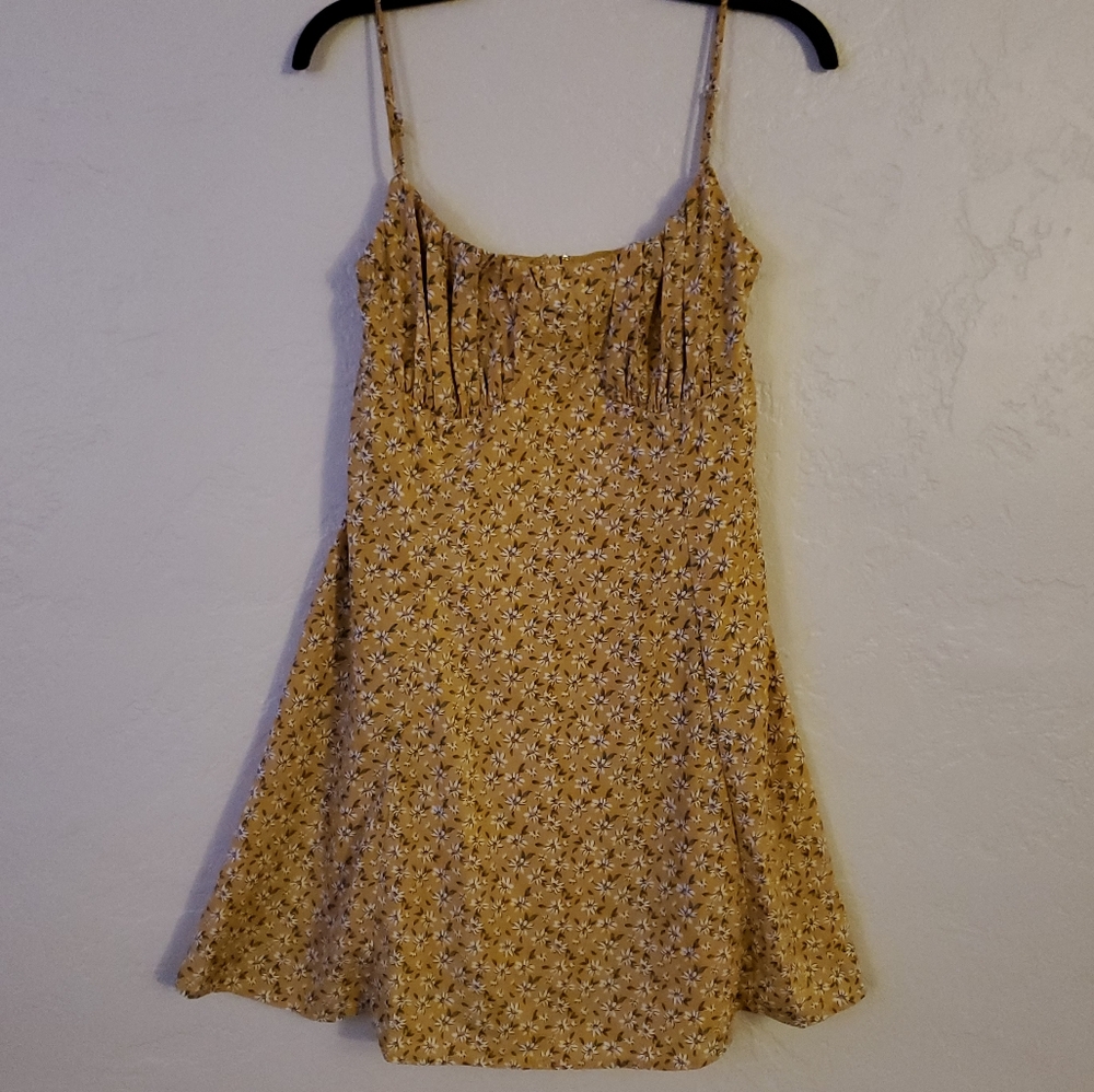 BETTER BE YELLOW WHITE Daisy FLOWER BABYDOLL MINI Fall Cottage Core DRESS LARGE - Picture 9 of 9